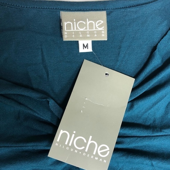 NICHE NILGUN DERMAN Teal Jersey Material Long Sleeve Top Sz M NWT - Picture 3 of 5
